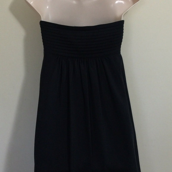 Banana Republic Size 0 Black Silk Dress Strapless - Picture 4 of 8